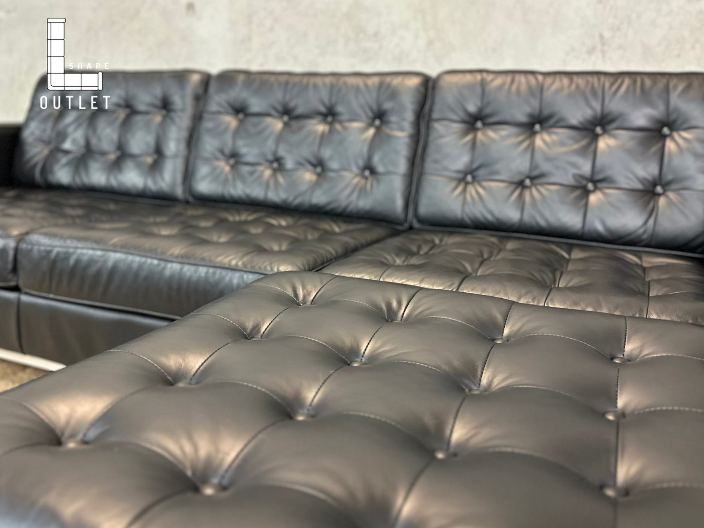 EQ3 Reverie leather couch and ottoman