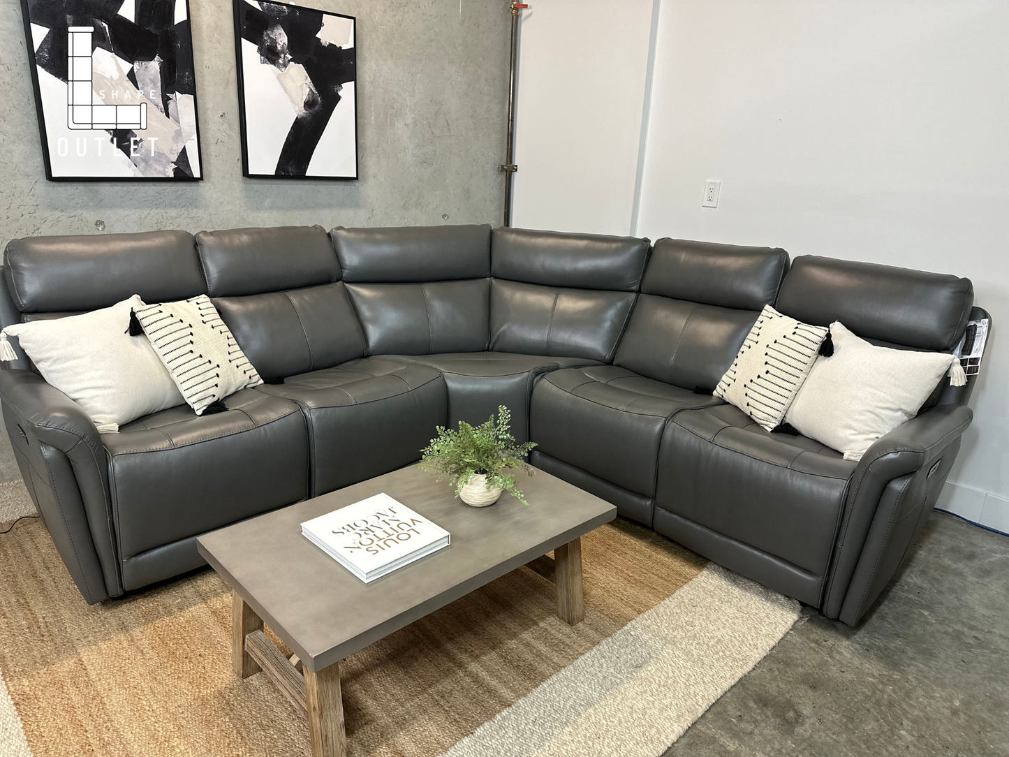 New✅ Leather power recliner sectional